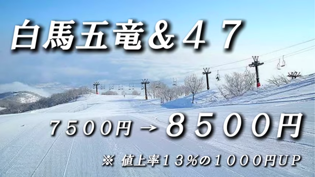 リフト券が値上がりしたスキー場｜白馬五竜＆47